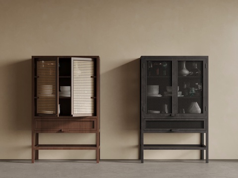  中古风边柜 备餐柜su模型 