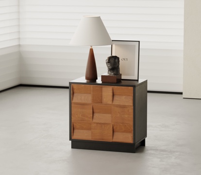 中古风床头柜 边柜su模型