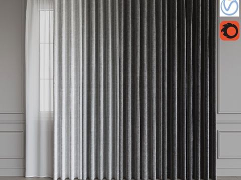  环形窗帘套装16.灰色系3d模型 