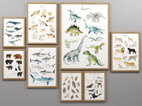  儿童房海报套装3d模型 