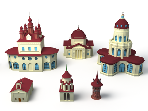  风格化资产 欧式走廊 欧式简模 欧式建筑3d模型 