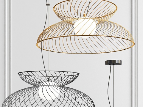  笼式吊灯 - 炭灰色3d模型 