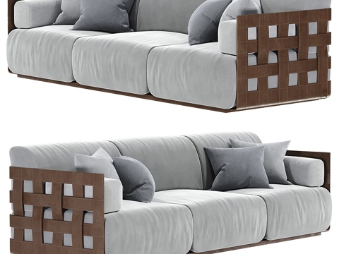  现代意式三人休闲沙发3d模型 