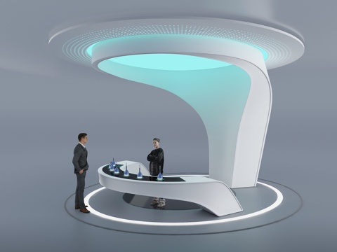  异形岛台 异形服务台 现代岛台 产品陈列台 产品展示台 圆形3d模型 