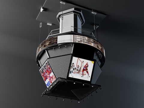  工业风体育馆四面电子屏屏幕3d模型 