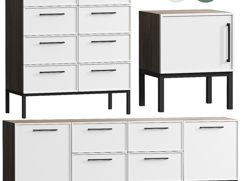  现代 Nicole 五斗柜 电视柜 床头柜组合3d模型 