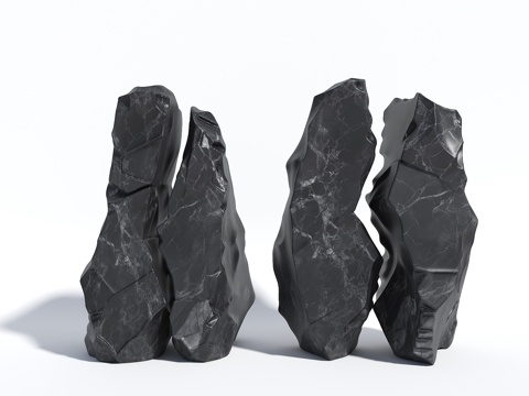  景观石头 景观置石 劈开石头 入口景石 造型石头 裂缝景观石3d模型 