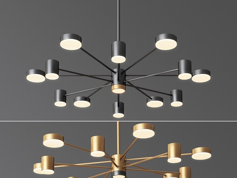  12盏灯斯普特尼克吊灯3d模型 