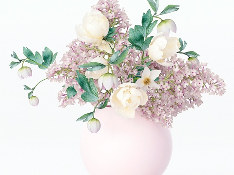  花瓶中的花束 313d模型 