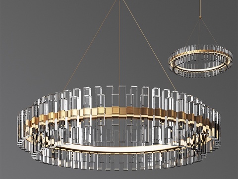  菲比48灯珠圆形LED水晶吊灯 复古款3d模型 