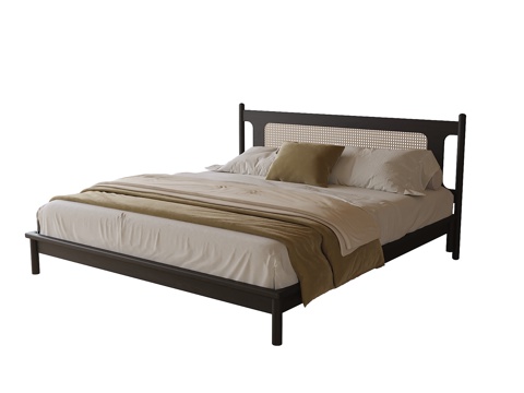 现代双人床 单人床su模型