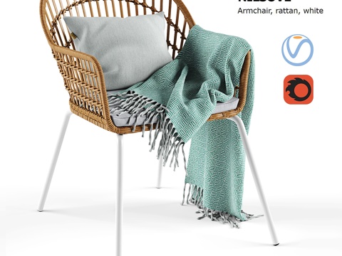  藤编扶手椅 Nilsove Ikea3d模型 