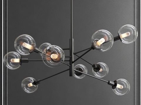  十灯球形吊灯3d模型 