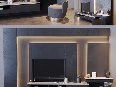  电视机套装883d模型 