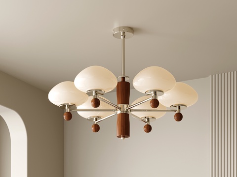 法式客厅吊灯 中古六头吊灯 餐厅吊灯 卧室吊灯su模型