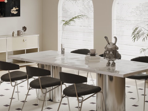 现代简约餐桌椅su模型