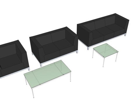 沙发 办公沙发 茶几 办公家具su模型