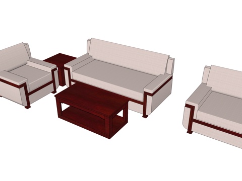 沙发 办公沙发 办公家具 茶几su模型