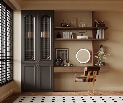 法式复古风梳妆台 衣柜su模型