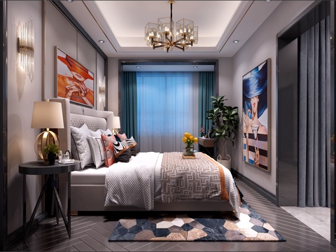  现代欧式床3d模型 