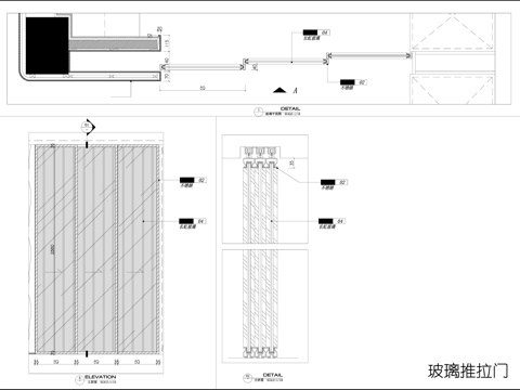 长虹玻璃门 推拉门  厨房玻璃门 门节点cad施工图