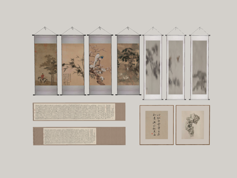 中国传统书画挂轴合集su模型