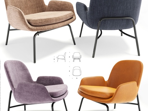  Era系列低背钢制休闲椅3d模型 