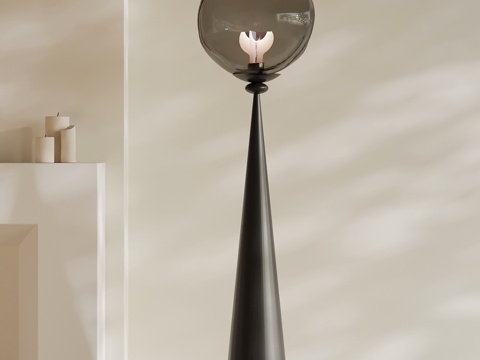  现代法式落地灯 玻璃落地灯su模型 