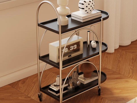 现代边几 移动边几 小推车su模型