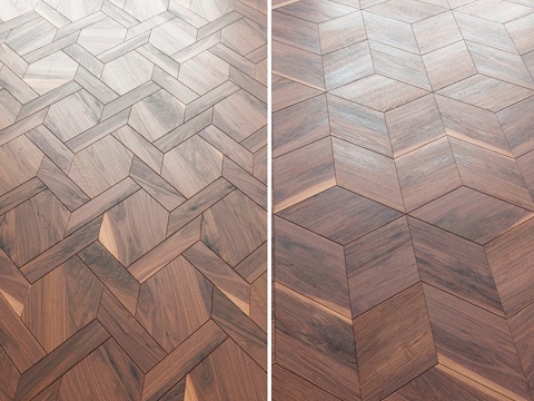  CP拼花地板，新立方体，六边形，篮筐纹3d模型 