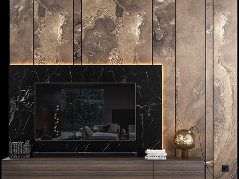  电视墙套装 043d模型 