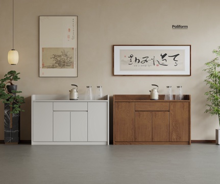  现代餐边柜    中古餐边柜    新中式餐柜柜3d模型 