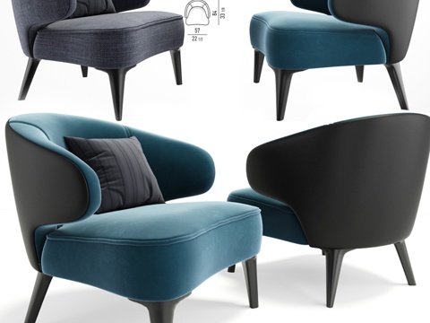 Minotti Aston带靠枕扶手椅3d模型 