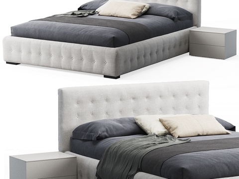  米兰床品普吉床3d模型 