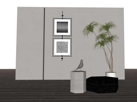 极简风格客厅角落布置模型su模型