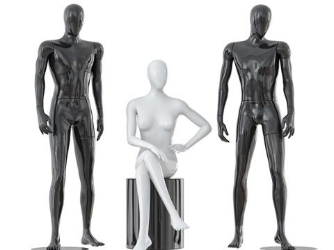  两男一女无面人偶303d模型 