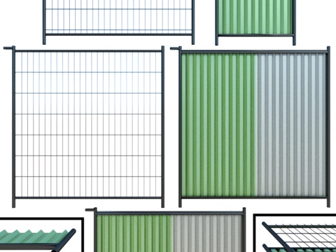  围栏，施工用栅栏3d模型 