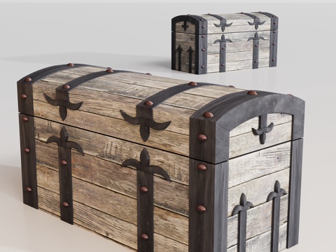  复古箱子边柜su模型 