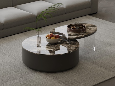  现代意式代茶几 子母茶几3d模型 