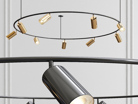  圆形吊灯3d模型 