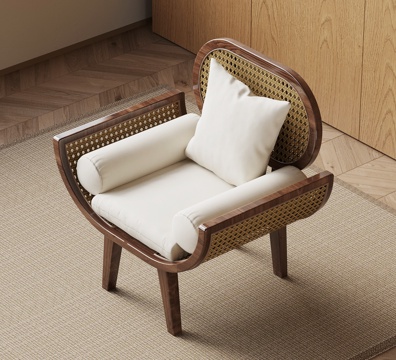  侘寂中古休闲椅 新中式休闲椅3d模型 