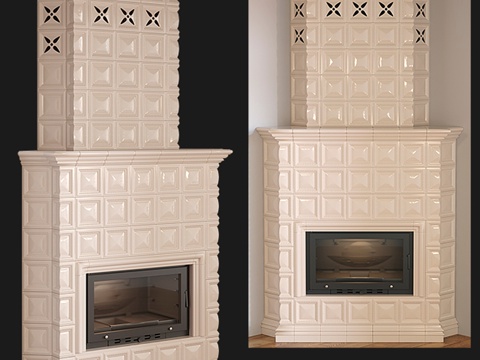  瓷砖壁炉 033d模型 
