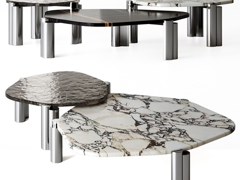  现代意式极简异形茶几组合3d模型 