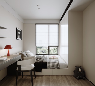  现代黑白灰榻榻米卧室3d模型 