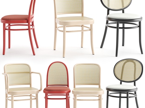  托内特维也纳N 811、N 0及莫里斯椅3d模型 