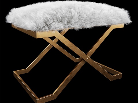  Uttermost Farran 毛皮小凳3d模型 