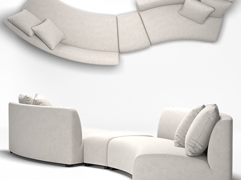  Zoe现代经典弧形双人沙发&脚凳3d模型 