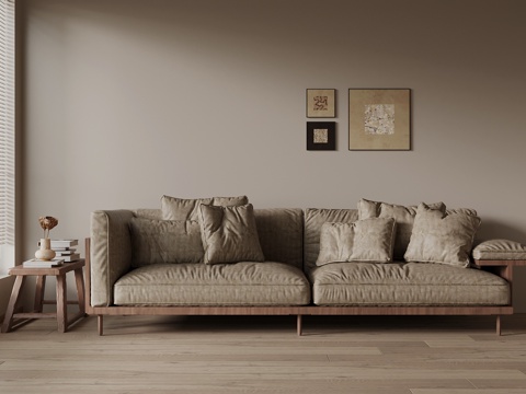  中古风多人沙发 休闲沙发su模型 