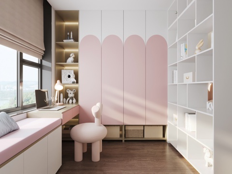  现代女孩儿童房3d模型 