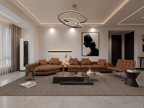  现代简约客餐厅3d模型 